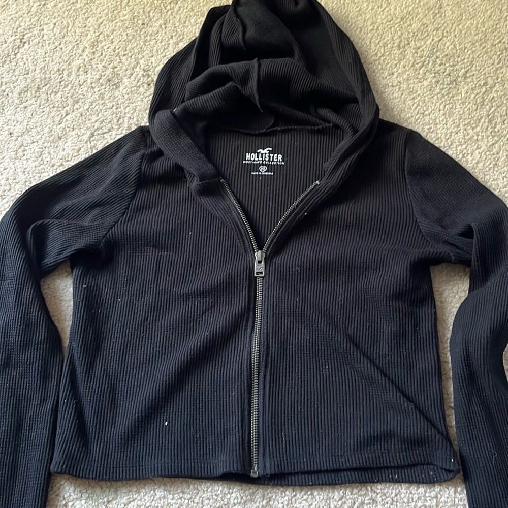 Hollister cropped zip up sweater